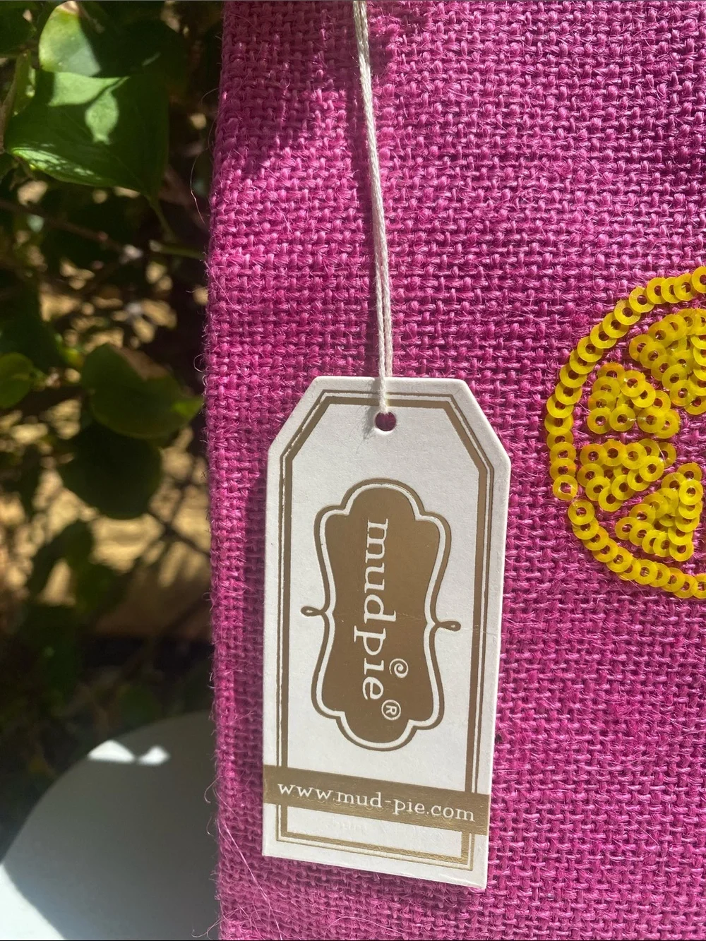Mud Pie Pink Sequin Cocktail Zip Burlap Pouch